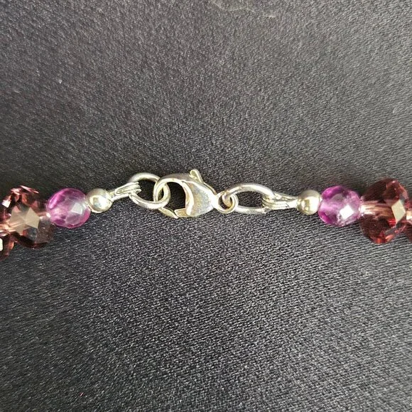 Hand Crafted Carved Amethyst Fluorite Necklace and Bracelet Ensemble - Picture 5 of 12